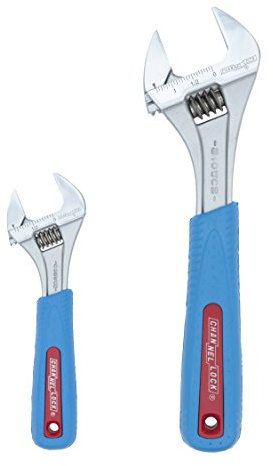 Channellock WS-2CB 2-teiliges verstellbares Schraubenschlüssel-Set, 15,2 cm und 25,4 cm Schraubenschlüssel, präzises Backen-Design, greift in engen Räumen, Messskala für einfache Größenbestimmung von
