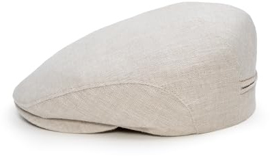 Sterkowski Derby Flatcap | 100% Leinen Super Leicht Herren Sommer Schiebermütze | Gatsby Sonnen Kappe Vintage Fisherhut Golf Cap Urbane Klassische Trendmütze Damen Retro Trucker Beige 62