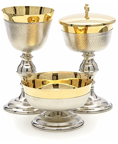 Holyart Calice ciboire et coupe de communion crénelés, Calice