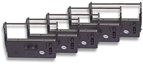 vhbw 5x Farbband Schriftband Ersatz für Epson ERC-37 | ERC-37B, C43S015455 für Nadeldrucker, Bondrucker - Schwarz