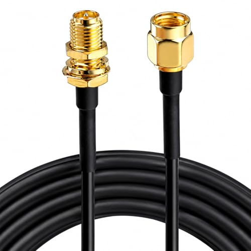 CABLEPELADO Cable de antena extensión de RP-SMA macho a hembra, Cable de antena wifi de baja pérdida, Cable Coaxial Extensión Antena WiFi, Cable Tarjeta de Red wifi, Negro, 3 Metros