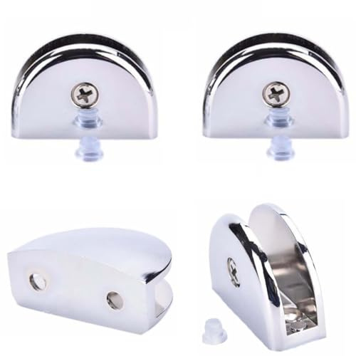 2x supports d'étagères supports d'étagères en verre chromé - Supports d'étagères robustes pour étagères en verre et en bois