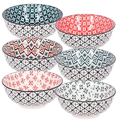 Aumai Shopping Ciotola Japan Stile, Interno Fantasia Rombi col. Blu, 7X18 Cm