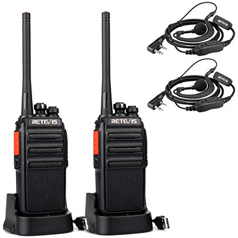 Retevis RT24V Freenet Funkgeräte Lizenzfrei, Professionelle Funkgerät Set, 6 Kanäle Wiederaufladbares Walkie Talkie mit Headset und USB-Ladestation (1 Paar, Schwarz)