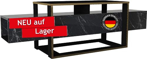 moebel17 5095 Bianco Wohnwand Anbauwand TV Lowboard Board Tisch Fernsehtisch Schrank für Wohnzimmer, Holz, Dunkelgrau Marmor Optik, mit Stauraum, Fernsehständer, 160 x 49,8 x 46,1 cm