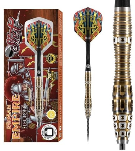 Shot! Darts Roman Empire Legion Steel Tip Dart Set Front Weighted 90% Tungsten Barrels
