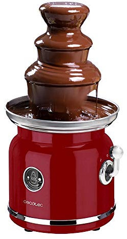Cecotec Fuente de Chocolate Fun Chocolicious. Potencia 90 W, Diseño Retro, Torre de Acero Inoxidable, 3 Niveles de Cascada, Desmontable, Piezas aptas para lavavajillas