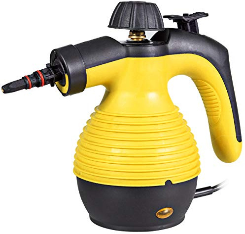 DREAMADE Dampfreiniger, 3 bar tragbar Handdampfreiniger mit 9 Zubehörteilen, 350ML Dampfdruckreiniger Handgerät für Bad Küche Fenster Teppiche Boden, Dampfsauger physische Reinigung (Gelb)
