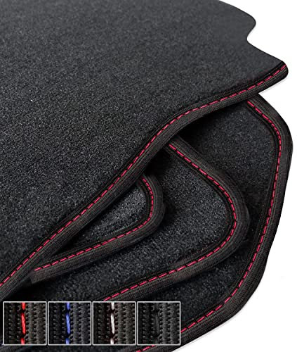 moto-MOLTICO Premium Auto Velours Autoteppiche Schwarz Automatten passend für Honda Jazz II 2007-2014 - Rote