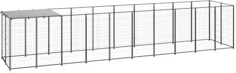 vidaXL Hundezwinger Schwarz 6,05m² Stahl Hundekäfig Hundehaus Hundehütte