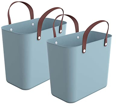 Rotho Albula Einkaufskorb 2er-Set 25 L Einkaufstasche für Picknick Türkis | Picknickkorb, Korb zum Einkaufen, nachhaltiger Kunststoff, ergonomische Griffe, Tragkraft bis 40 kg, für Auto und unterwegs