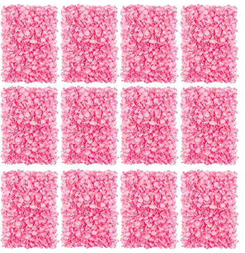 Künstliche Blumen Wand Kunstblumen Deko: Blosmon 12 Stück Rosa Blumengestecke Blumenwand Hortensien Dekoblumen Unechte Seidenblumen Gesteck Fuer Hochzeit Balkon Garten Wohnzimmer Tisch Wanddeko