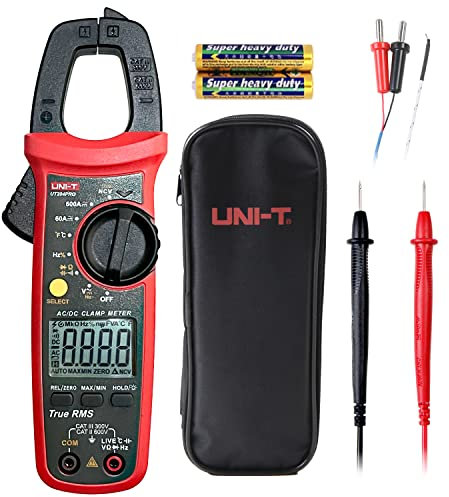 UNI-T UT204PRO Stromzange, True-RMS Strommesszange, Zangenmultimeter misst NCV, 600A 600V AC/DC Spannung und Strom, Widerstand, Kapazität, Frequenz, Durchgang, Temperatur, Live-Draht-Messung, Dioden