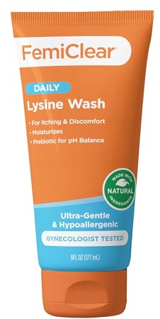 FemiClear® Ultra-Gentle Feminine Wash – Made with Lysine & Lemon Balm for Feminine Hygiene, Essentials for Vaginal Health (6FL oz)
