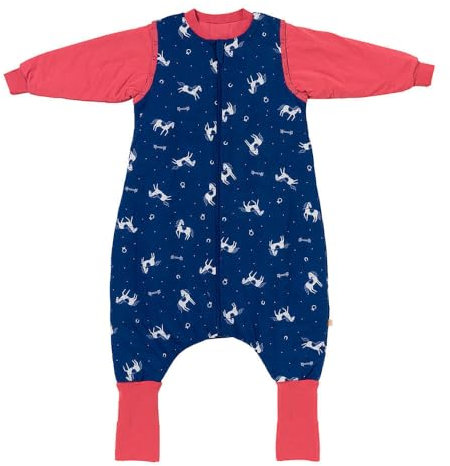 Schlummersack Baby Schlafsack mit Füßen Winter 3.5 Tog 80 cm | Pferde | Mit Beinen und Verlängerten Bündchen für 80-90cm Körpergröße | Mit Ärmel