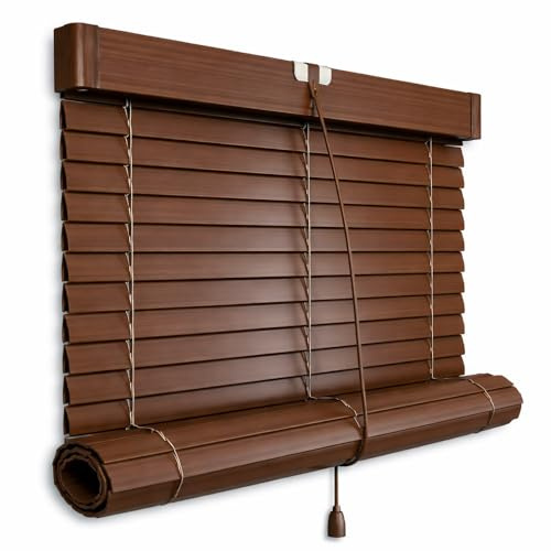 Persiana Alicantina enrolable Color Nogal de PVC a Medida | PERTONI TENDE (Ancho 90cm x 90cm Largo)
