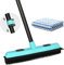 Rubber Floor Brushes Sweepers Pet Hair Broom with Squeegee150 CM Adjustable Handle, for Carpet, Hardwood Floor, Tile Artificial Grass Cleaner Brush includes One Microfiber Cloth For Floor Dusting