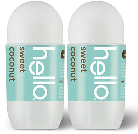 Sweet Coconut Roll On Deodorant, Aluminum Free for Women & Men, 48 Hour Non Sticky, Dries Quick, No White Residue, Travel Size, 2 Pack, 1.69 oz Each
