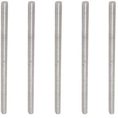 Rebower Totalmente Roscado Varilla 304 Inoxidable Acero Mano Derecha Perno Prisionero Barra, [para Colgadores Abrazaderas U Pernos] - M10 x 200mm Macho Roscado/Plateado/Paquetes de 5