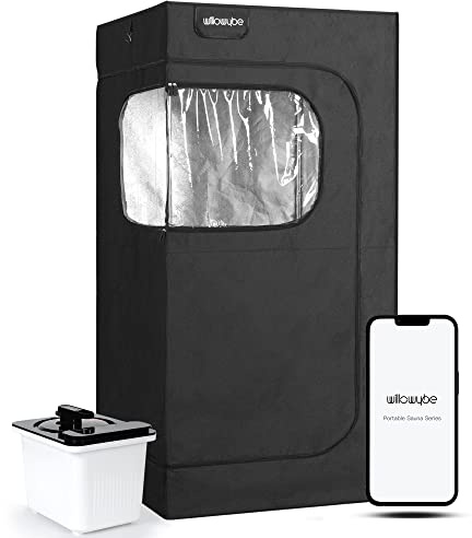 WILLOWYBE Tragbare Dampfsauna mit Bluetooth-Steuerung, 4L KingPower Dampfgarer, Körperzelt, Klappstuhl | Persönliches Home Spa