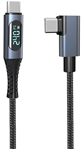 LOKEKE 240 W USB 4.0 PD Typ C Kabel mit LED-Display für Thunderbolt 4, 8K @ 60 Hz 40 Gbit/s USB Typ C Stecker auf USB C Stecker, 90 Grad Kabel, kompatibel mit MackBook i Pad Galaxy Laptop