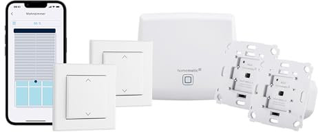 Homematic IP Starter Set Beschattung, Smart Home, digitale Steuerung für 2 Rollläden oder Markisen per App, Alexa & Google Assistant, elektrische Rolladen smart nachrüsten, 158143A0