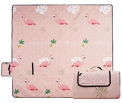 Yoonqun Picknickdecke 200x150cm,Wasserdicht Strandunterlage,Rosa Flamingo Stranddecke XXL Weiche Campingdecke mit Tragegriff Strandmatte für Park,Garten,Strand,Waschbar