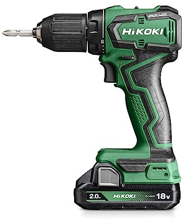 HIKOKI Akku Bohrschrauber DS18DDWRZ, Bohrfutterweite: 1,5-13 mm (18V, 2,0 Ah Li-ion Akku, Max. Festdrehmoment (hart): 55 Nm, Leerlaufdrehzahl 2.Gang: 0-1700 min-1, Brushless) Zubehör im HSCII Koffer