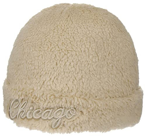 Mitchell & Ness Faux Fur Bulls Beanie Mütze Umschlagmütze Fellmütze Damen - mit Umschlag Winter Herbst-Winter - One Size cremeweiß