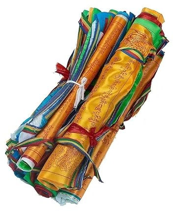 Banderas al aire libre, banderas de oración, bandera del Tíbet, banderas tibetanas, bandera de meditación budista, banderas de Lungta de caballo de viento satinado, tibetanas de 3 a 11 m de largo sele