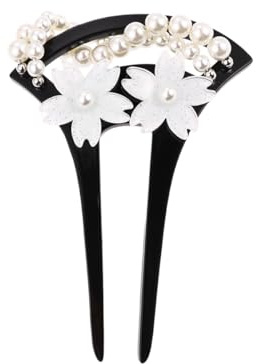 Housoutil Vintage Haarnadel Aus Acryl Mit Blumenmotiv Und Perlen U-förmige Haarnadel Für Frauen Dekorativer Haarschmuck Im Antiken Stil Schwarz