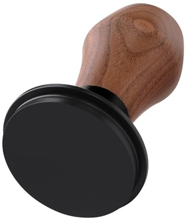 Normcore 51mm Espresso Tamper V4, Federbelasteter Kaffeetamper mit Titanium PVD-beschichtetem Flachboden, Griff aus echtem amerikanischem Walnussholz