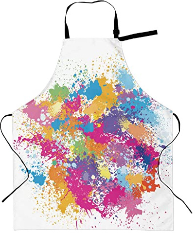 PIUS Malerschürze mit 2 Taschen, wasserdicht, bunt, Kunstschürzen, Geschenke für Künstler, Frauen, Männer, Mädchen, Maler, Erwachsene, Lehrer, weiß, Kittel, Lätzchen, Kostüm für Garten, Küche, Kochen