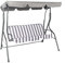 OHS Garden Swing Bench, 3 Seater Swing Seat Outdoor with Adjustable Canopy & Cushioned Seats Relaxing Comfy Outdoor Patio Hammock Bench, Grey/White Stripe