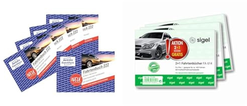 AVERY Zweckform 222-5 Fahrtenbuch & SIGEL T1179 Fahrtenbücher für PKW, 3er Set (3xFA614: A6 quer, 80 Seiten) - für Deutschland und Österreich, vom Finanzamt anerkannt