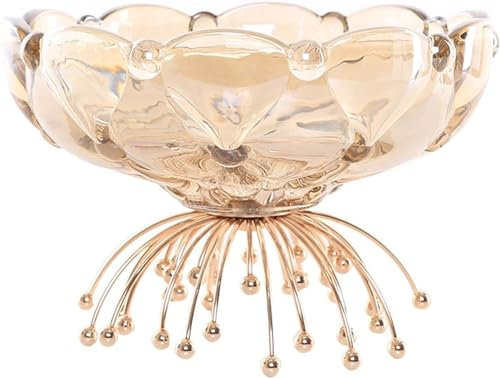 Coupe à fruits en verre, Bol à fruits en verre, bol à fruits en verre cristal chinois rétro fait à la main transparent géométrique bol à bonbons maison salon cuisine décor de bureau plat à fruits pani