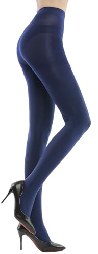 WAJIAFAR Collants opaques 80D pour femmes, collants doux pour femmes, bleu marine, S-M
