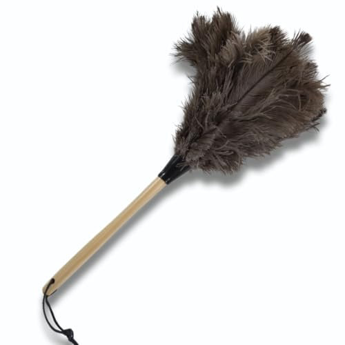 OfficeGear Genuine Ostrich Feather Duster Natural Wood Handle - 12 | 30cm Office Desktop Household Dust Removal