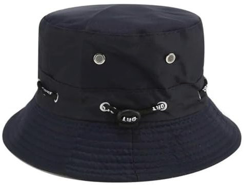 ZSHDTKWB Fischerhut Frauen Panama Hut Sommer Gedruckt Eimer Hut Männer Outdoor Fischer Cap-schwarz-55-60cm