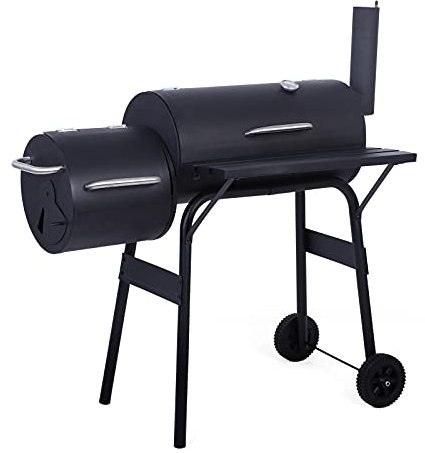 Barbecue au Charbon de Bois, Barbecue à Charbon de Bois de 45 Pouces avec fumoir décalé, Barbecue au Charbon de Bois pour Jardin extérieur, terrasse et Cuisine dans la Cour, Noir 45,28 x 20,87 x 44,