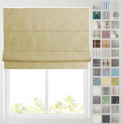 Barnes Blinds - Patterned Roman Blinds, Fully Lined, Custom Sizing Available - Durable Fittings Easy Fit (Sienna Ochre 91.5cm)