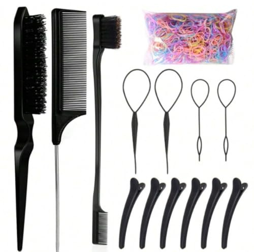 KOLZEMV Spazzola Capelli, 14 Pezzi spazzola capelli, Spazzole Per Capelli Pulisci Spazzola Per Coda Tirata Pettine a Coda Set, Hair Brush Adatto Per Parrucchieri Professionisti, Donne, Uomini, Bambini