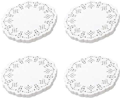 Goorvoucs Spitze Deckchen Papier 400 StüCk, 4,5 Dekorative Runde Tisch Sets, Liner für Kuchen, Desserts Baked Treat Geschirr Display