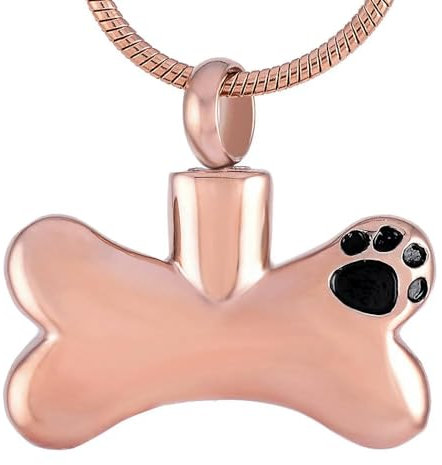 ZEZILE Hundeknochen mit Ecke Pfotenabdruck Einäscherung Anhänger Schmuck Urne für Haustiere Asche