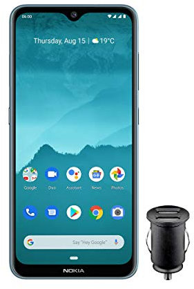 Nokia Smartphone 6.2 - Produit allemand (16 cm (6, 3 ), mémoire interne 64 Go, 4 Go de RAM, double SIM) avec adaptateur allume-cigare Couleur glace (Reconditionné)