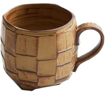 Rtauhife Tasse à Café en Poterie Rétro Jaune 420 ML, Tasses en Céramique Japonaise, Tasse à Thé au Lait, Cuisine, Déjeuner, Tasse à Flocons D'Avoine