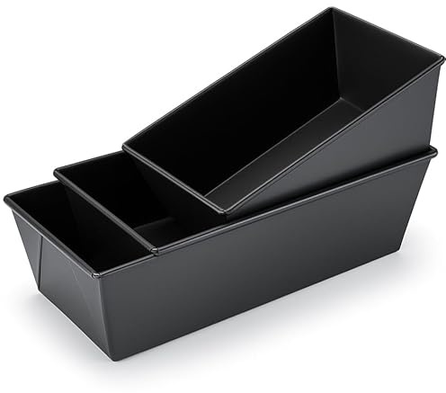 SAVOURLUXE Loaf Tins for Baking – Pack of 3 Carbon Steel Bread & Loaf Tins Set, Non-Stick Coating, 1lb 2lb 3lb Sizes – Ideal Bread Tins for Baking Banana Bread, Cakes, Meatloaf, and More