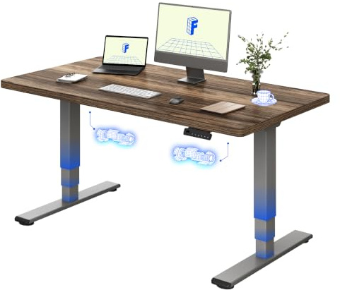 FLEXISPOT Höhenverstellbarer Schreibtisch mit Dualmotor 160×80 cm | 3-stufigem Gestell – Ergonomischer Standing Desk für Kreative, Multiscreen & Home Office, 100 kg Tragkraft (Braun+Grau)