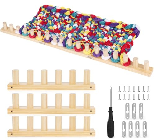 Reessy Chunky Knitting Blanket Loom - 101.6 cm Wooden Knitting Loom Kit for Chunky Yarn with Assembly Tools Included - 3-in-1 Knitting Loom for Blankets, Afghans, Throws, Thick Yarn