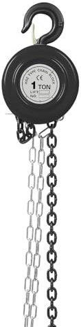 HarBin-Star - Kettenzug mit 1000 kg Tragfähigkeit & 3m Kettenlänge, Handkettenzug mit Stabilem Haken, Kettenzug Handseilwinde für Leichtes Heben, Flaschenzug (1T 3m Schwarz)